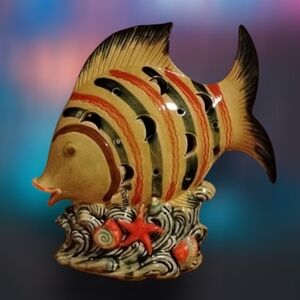 Colorful  Vintage Ceramic Fish Tea Light Holder